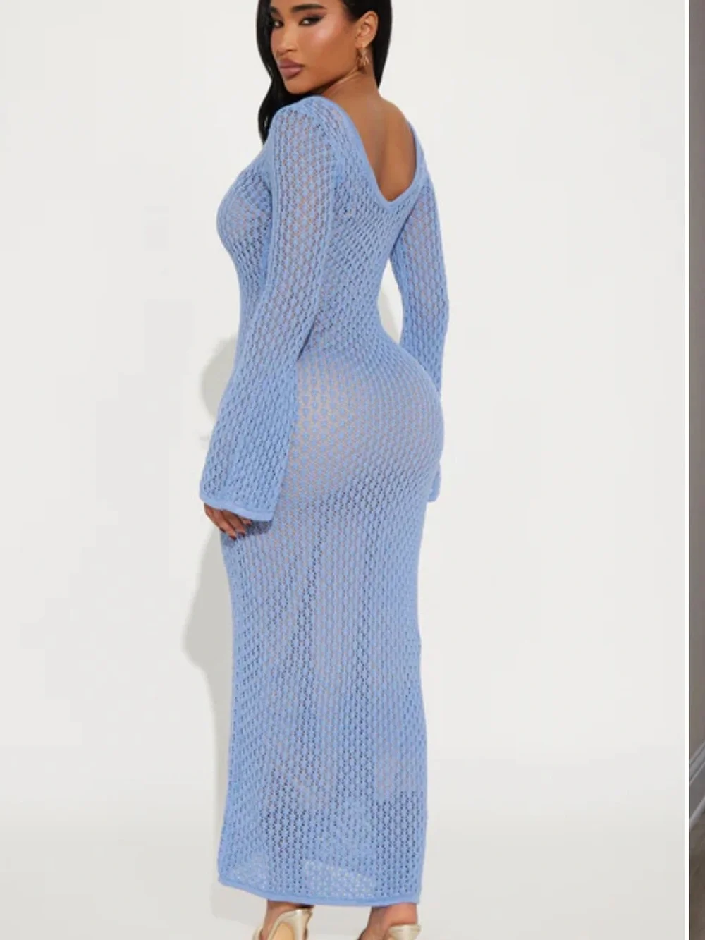 Fashion Nova Blue Amaya Crochet Maxi Dress - Picture 2 of 5